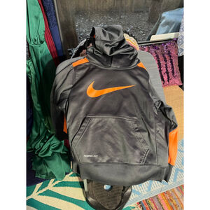 Boys Nike Therma-FIT Hoodie XS Gray Orange Sweatshirt